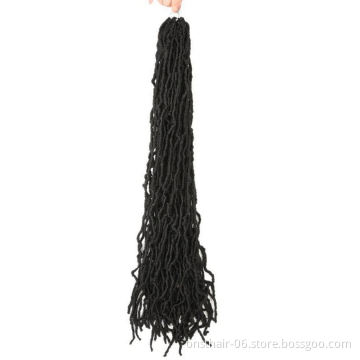 MYZYR Bohemian Faux Locs Curly Crochet Braiding Hair 21Strands Crochet Hair Extensions 36Inch Synthetic Hair Ombre Braids